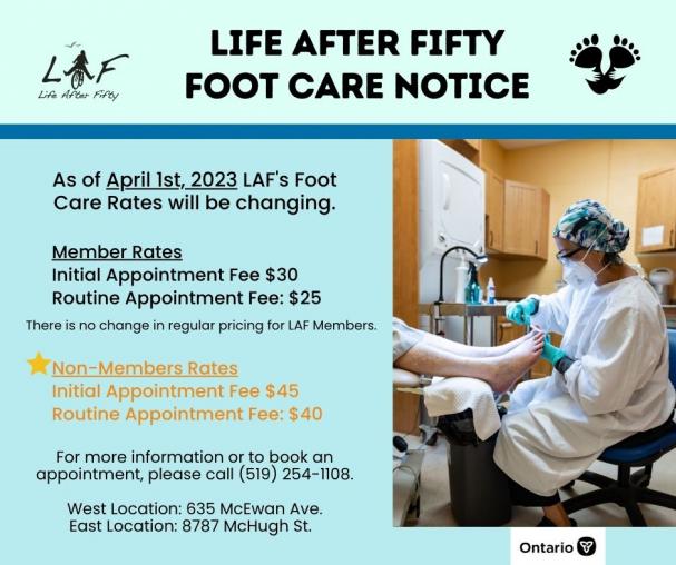 Foot Care Rates Changing April 1st